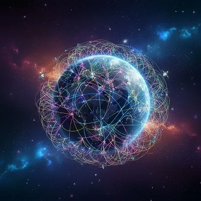 Globo terráqueo con una red de conexiones luminosas